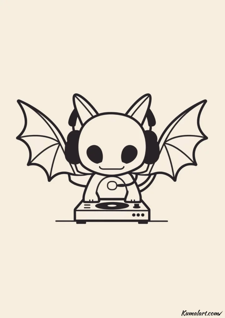 easy cute dj pterodactyl drawing ideas