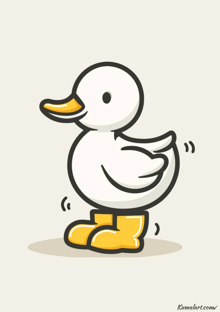 easy cute duck with rain boots drawing ideas