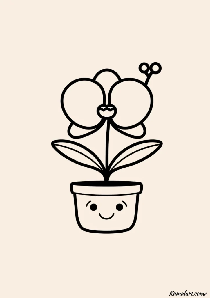 easy cute elegant orchid drawing ideas