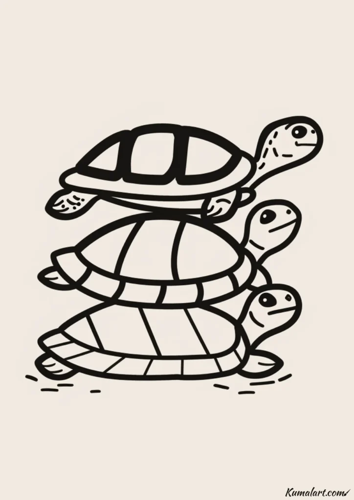 easy cute turtle stack drawing ideas