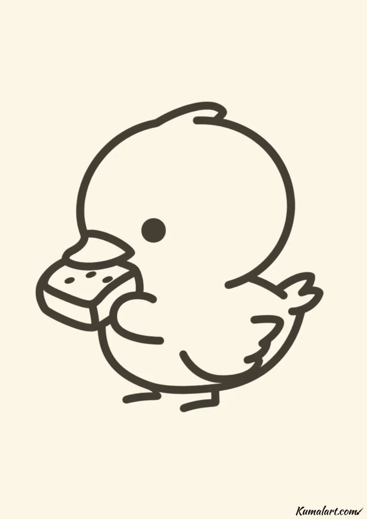 easy cute duck eating bread drawing ideas