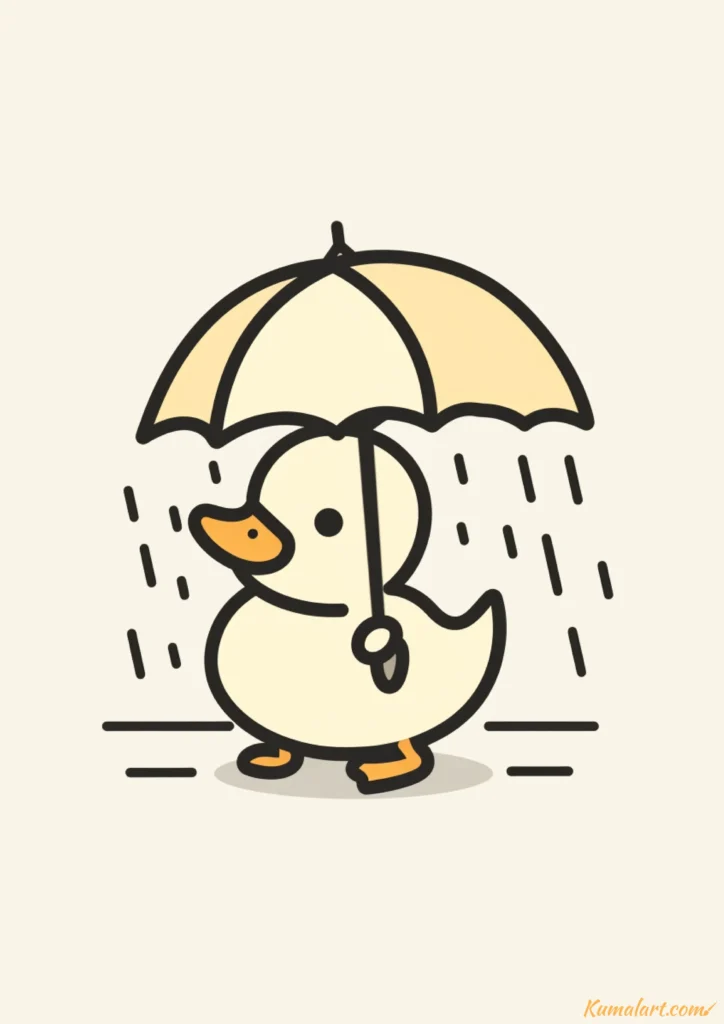 easy cute duck on a rainy day drawing ideas